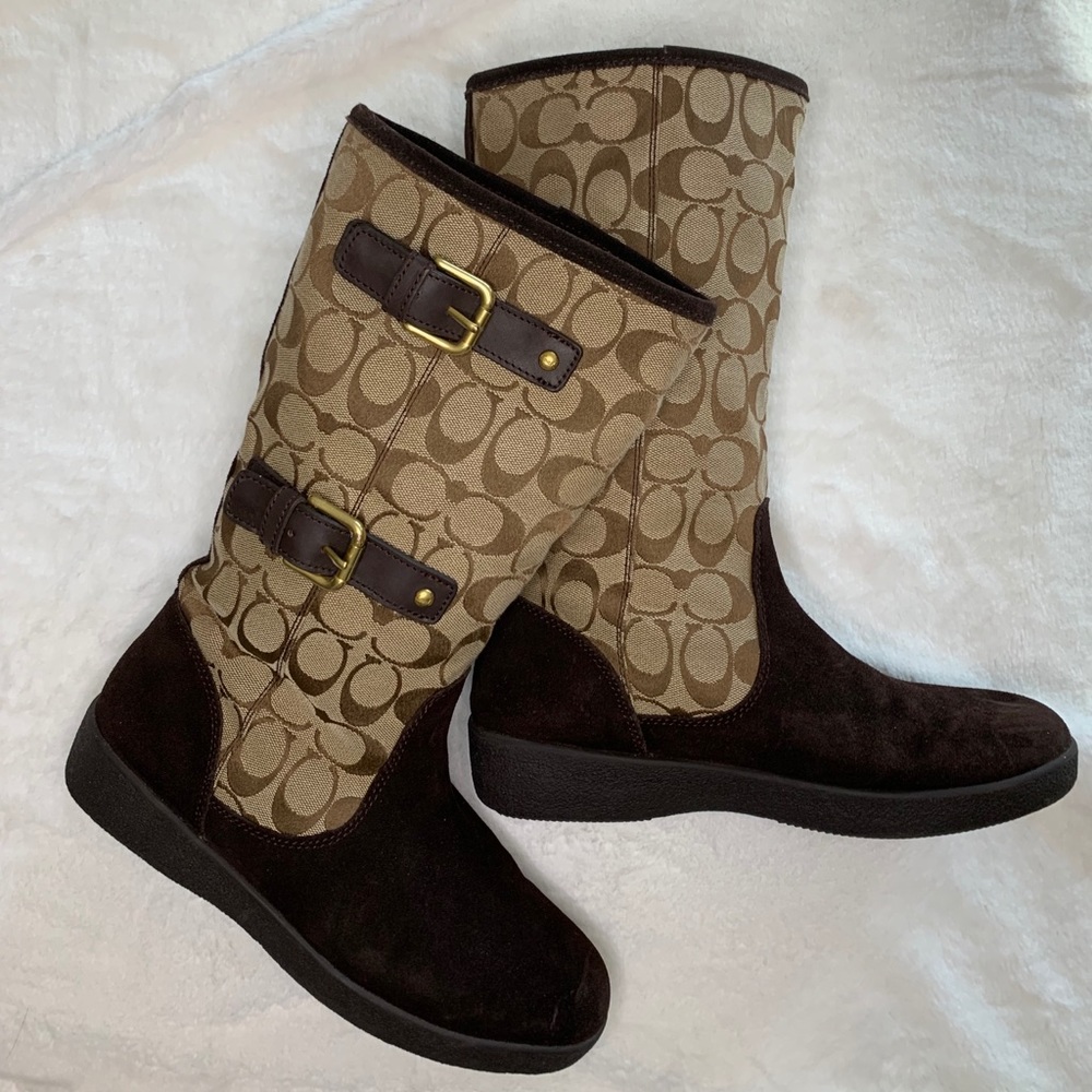 Coach Winter Boots Monogram Print
